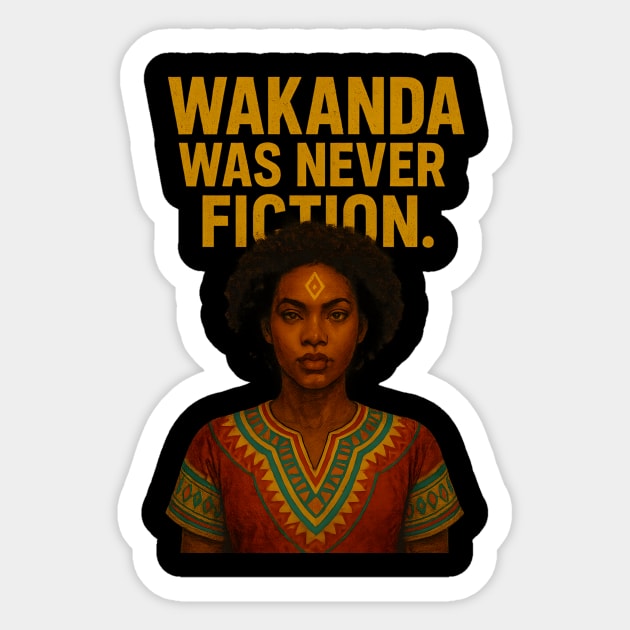 Wakanda Was Never Fiction. Sticker by Roots In Royalty